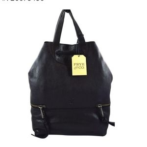 Frye and Company black leather backpack.
